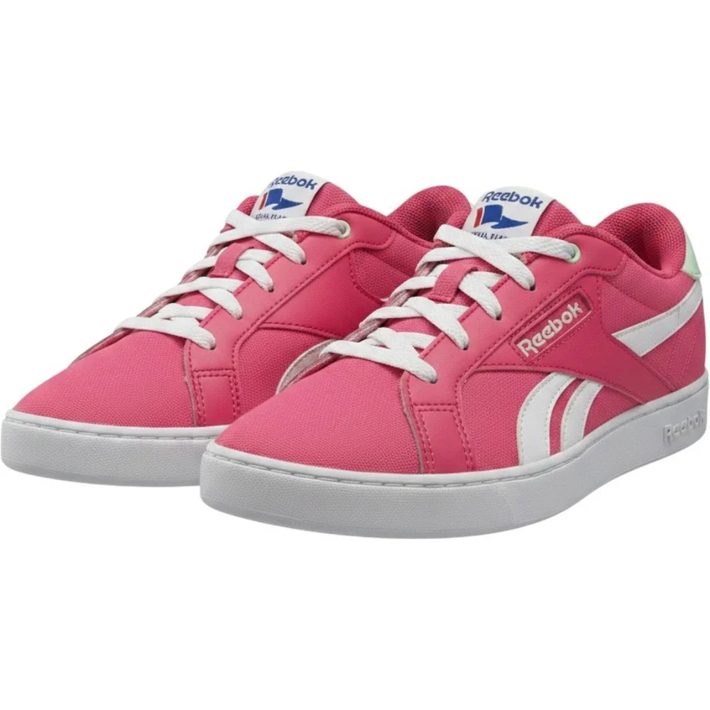 Reebok Royal Flag Sneakers Kids Size 3 Pink Good Condition Canvas Athletic Shoes